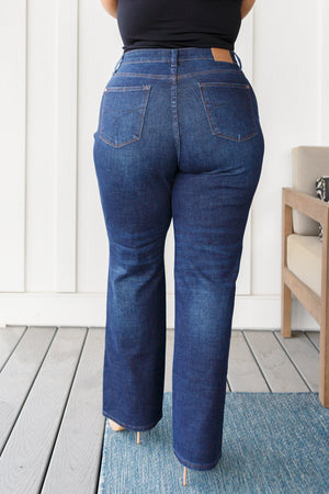 Judy Blue High Rise Button Fly Non Distressed Straight Leg Jeans