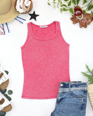 Audrey Vintage Wash Tank - Red by Michelle Mae
