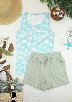 Ava Tank - Aqua Palm by Michelle Mae