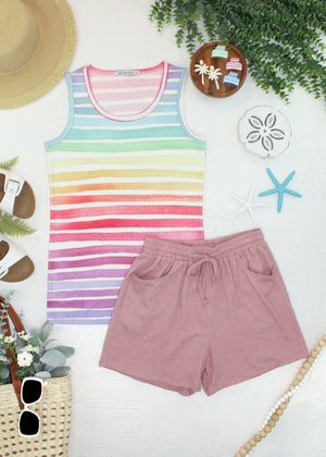 Candice Crinkle Shorts - Dusty Rose by Michelle Mae