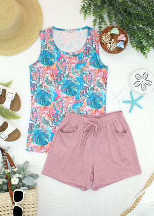 Candice Crinkle Shorts - Dusty Rose by Michelle Mae