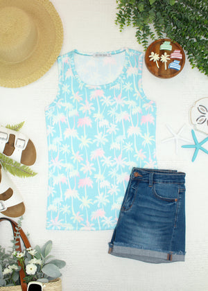 Ava Tank - Aqua Palm by Michelle Mae