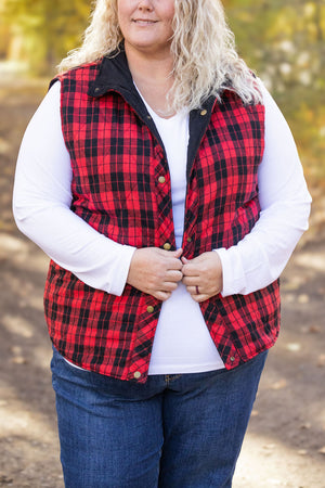 Reversible Vest - Corded Black and Plaid by Michelle Mae