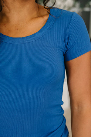 Basically A Part of Me Scoop Necked Tee in Classic Blue