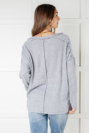 Zenana Basically Freezing Brushed Ribbed Hacci Top in Heather Grey