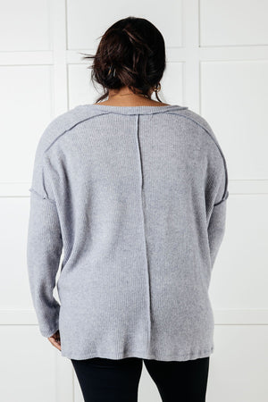 Zenana Basically Freezing Brushed Ribbed Hacci Top in Heather Grey