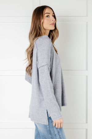 Zenana Basically Freezing Brushed Ribbed Hacci Top in Heather Grey