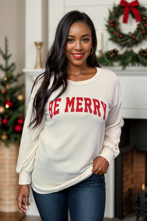 Be Merry Ribbed Pullover