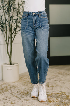 Judy Blue High Waist Classic Soft Barrel Stitch Thru Pocket Ankle Jeans