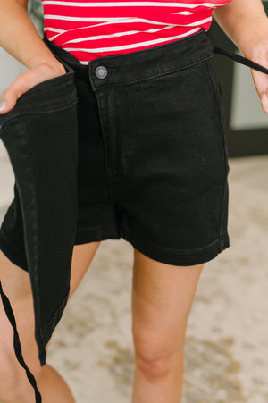 Judy Blue High Waist Side Tie Denim Skort in Black