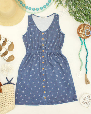 Beverly Button Dress - Nautical Navy by Michelle Mae