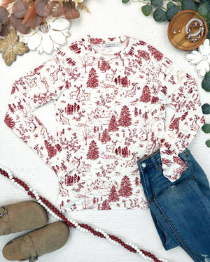 PREBOOK Blair Long Sleeve Top - Cranberry Woodland