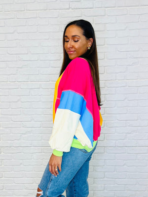 Blockbuster Color Block Pullover in Bright