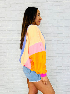 Blockbuster Color Block Pullover in Muted