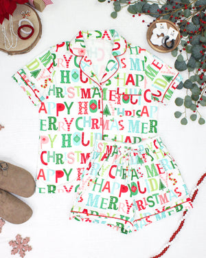 PREBOOK Brooke Top and Shorts Pajama Set - Merry Christmas