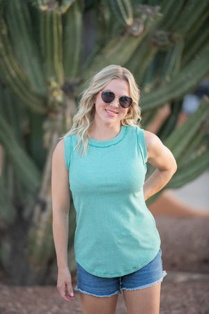 Morgan Micro Striped Tank - Jade by Michelle Mae