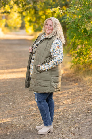 Harlow Long Vest - Olive by Michelle Mae