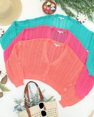 Callie Cropped Cardigan - Pink by Michelle Mae