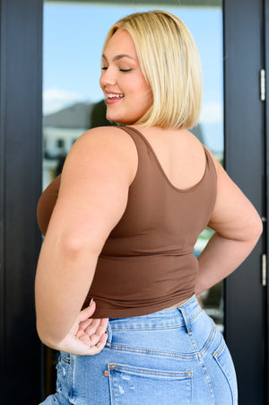 Carefree Seamless Reversible Tank in Brown by Yelete
