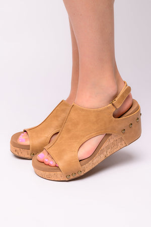 Carley Wedge Sandals in Caramel Smooth by Corky's