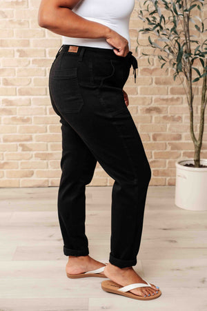 Judy Blue High Waist Double Cuff Joggers in Black