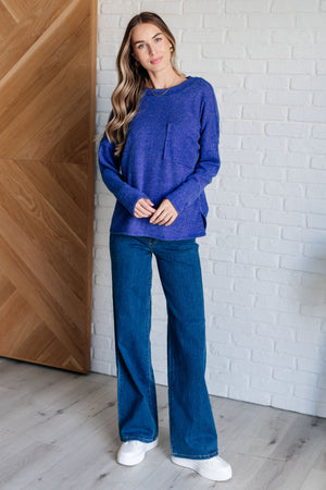 Zenana Casual Tuesday Ribbed Knit Sweater in Bright Blue