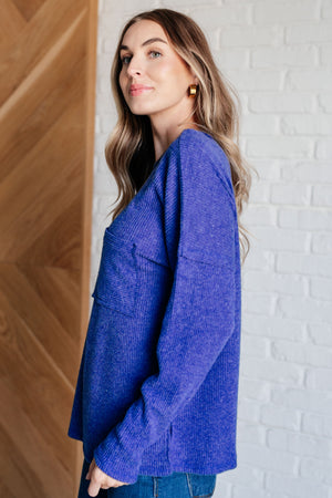 Zenana Casual Tuesday Ribbed Knit Sweater in Bright Blue