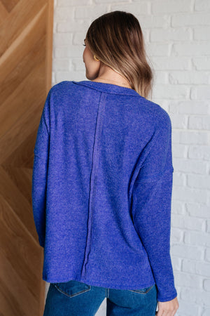 Zenana Casual Tuesday Ribbed Knit Sweater in Bright Blue