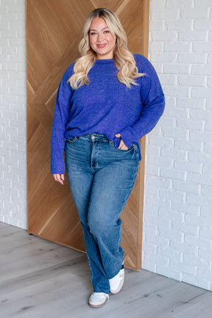 Zenana Casual Tuesday Ribbed Knit Sweater in Bright Blue