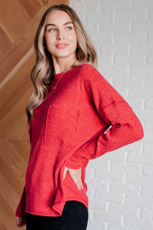 Zenana Casual Tuesday Ribbed Knit Sweater in Dark Red