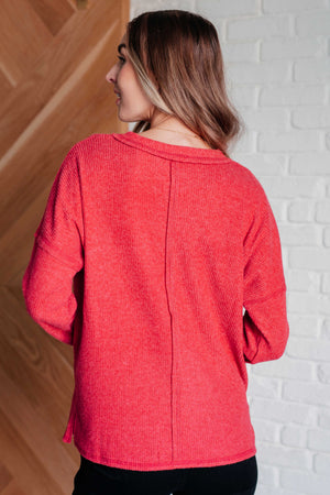 Zenana Casual Tuesday Ribbed Knit Sweater in Dark Red