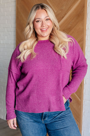 Zenana Casual Tuesday Ribbed Knit Sweater in Light Plum