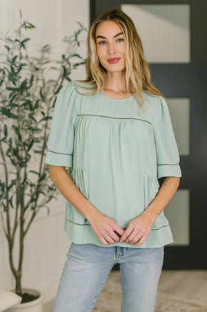 Caught You Looking Crinkle Woven Blouse