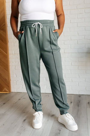 Zenana Center Seam Scuba Joggers in Ash Jade