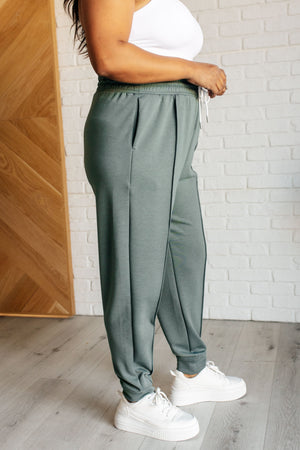 Zenana Center Seam Scuba Joggers in Ash Jade