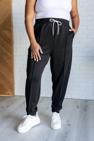 Zenana Center Seam Scuba Joggers in Black