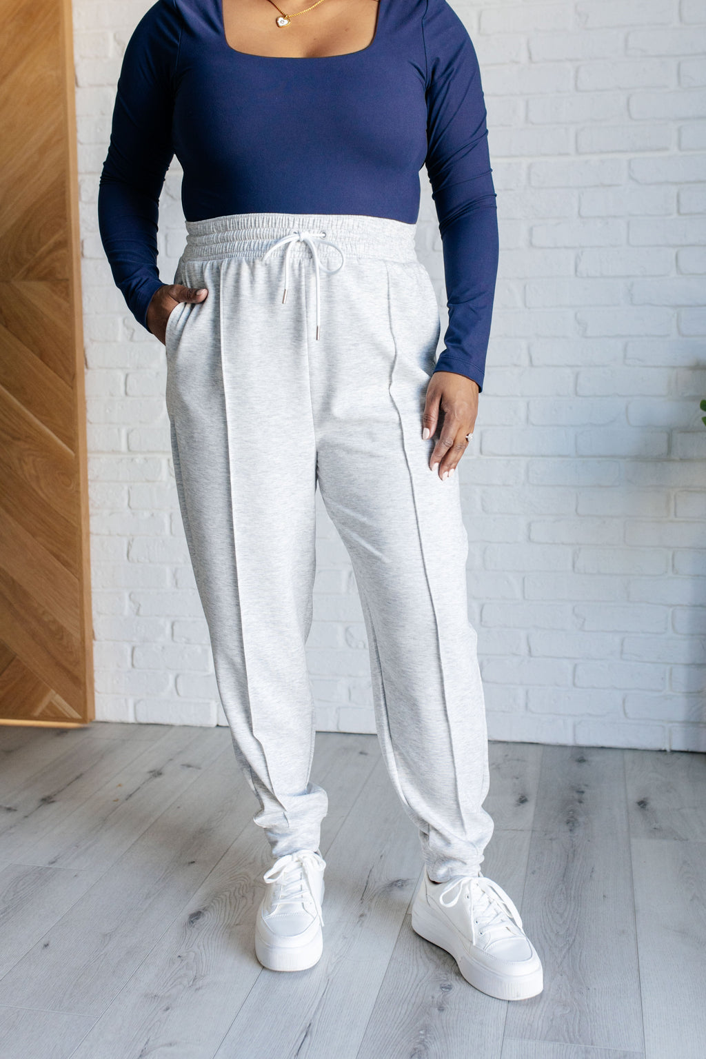 Zenana Center Seam Scuba Joggers in Heather Grey