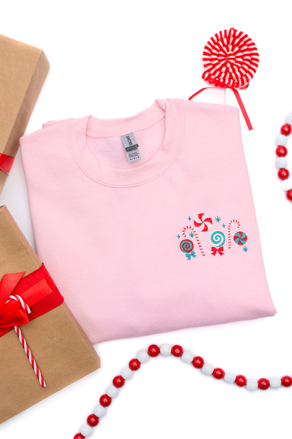 PREORDER: Christmas Candy Embroidered Sweatshirt