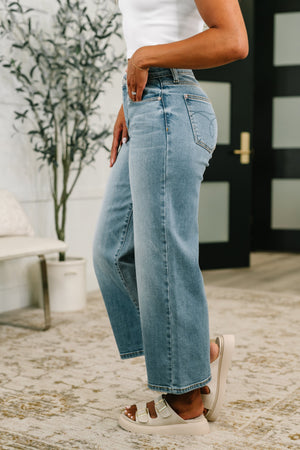 Judy Blue Mid Rise Claudia Wide Leg Ankle Jeans