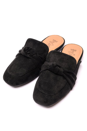 Clingy Mules in Black Faux Suede by Corky's