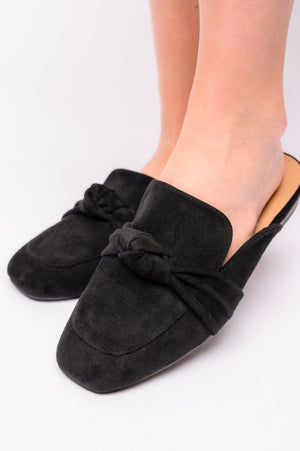 Clingy Mules in Black Faux Suede by Corky's