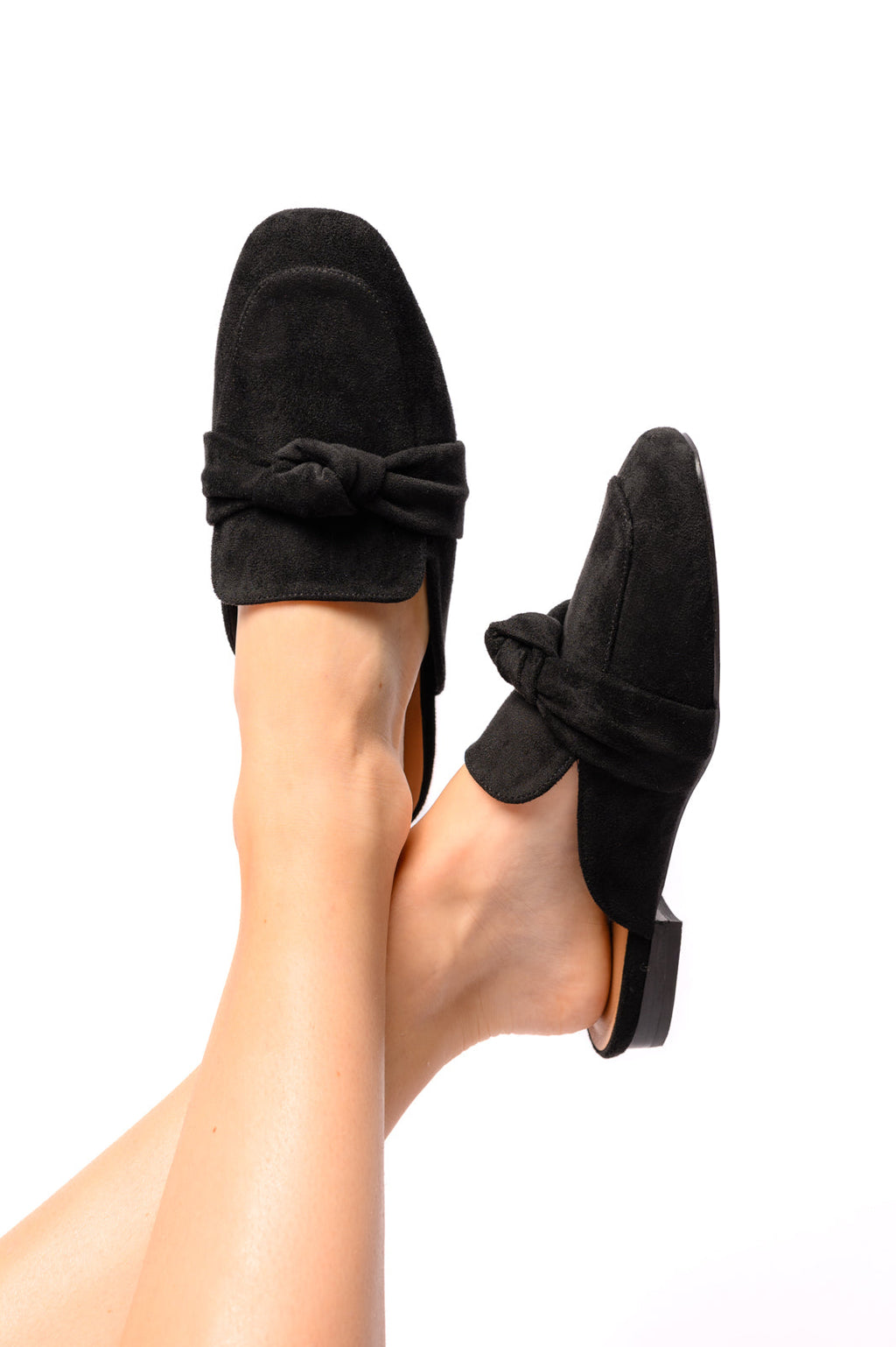 Clingy Mules in Black Faux Suede by Corky's