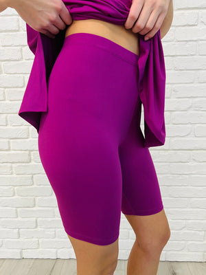 Zenana Comfy Cruising Top and Biker Shorts Set in Lt Plum