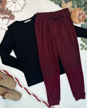 PREBOOK Corrine Joggers - Dark Burgundy