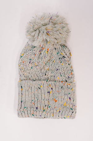 Cover Your Ears Pom Pom Beanie in Grey