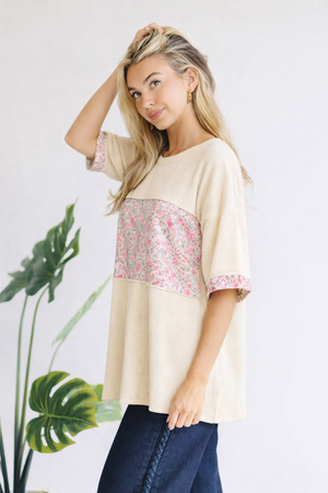 Cream Bloom Contrast Tee