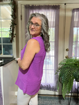 Swiss Dot Notched Neck Tank - 9 colors