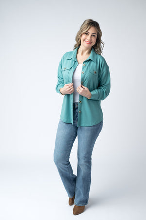 Brenna Button Down Top - Teal by Michelle Mae