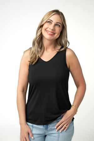Vera V Neck Tank - Black by Michelle Mae