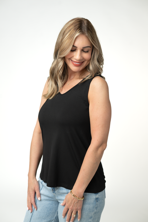 Vera V Neck Tank - Black by Michelle Mae